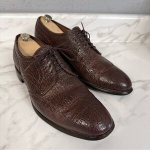 Allen Edmonds Shark Skin Concord Brown Wingtip Dress Shoes Lace Up Men 11A